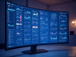 A modern network security monitoring dashboard showing real-time threat detection